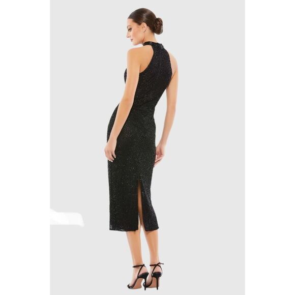 Mac Duggal NWT size 8 beaded high neck midi dress style 5531 - Picture 4 of 8